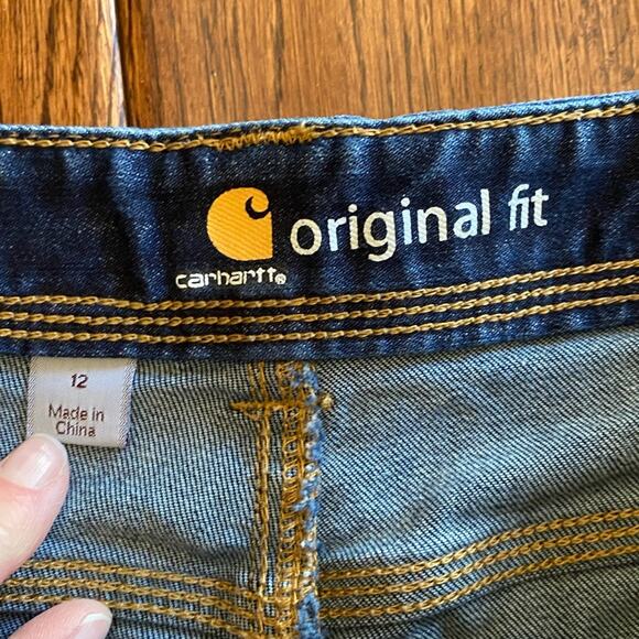 Carhartt Original Fit Womens Size 12 Denim Shorts cotton, poly, spandex blend - Picture 3 of 4